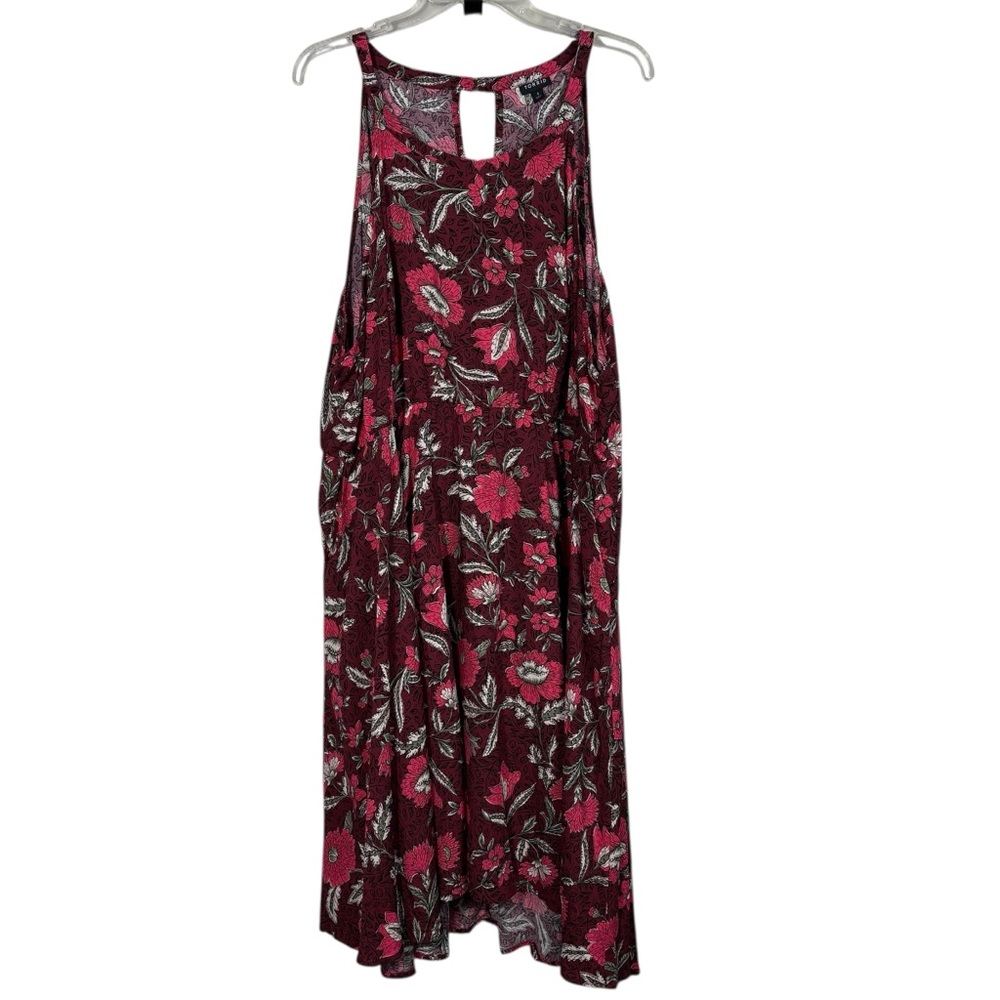 Torrid Purple/Pink Floral High Neck Fit & Flare Dress Plus Size 4X Pockets XXXXL